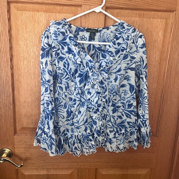 Ralph Lauren Tops - Lauren Ralph Lauren Floral Blue Ruffle Women's Top